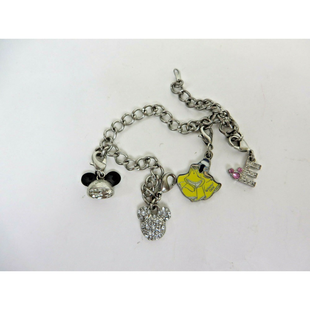 Charm Bracelet with 3 Original Disney Charms Mickey Mouse Snow White Removable